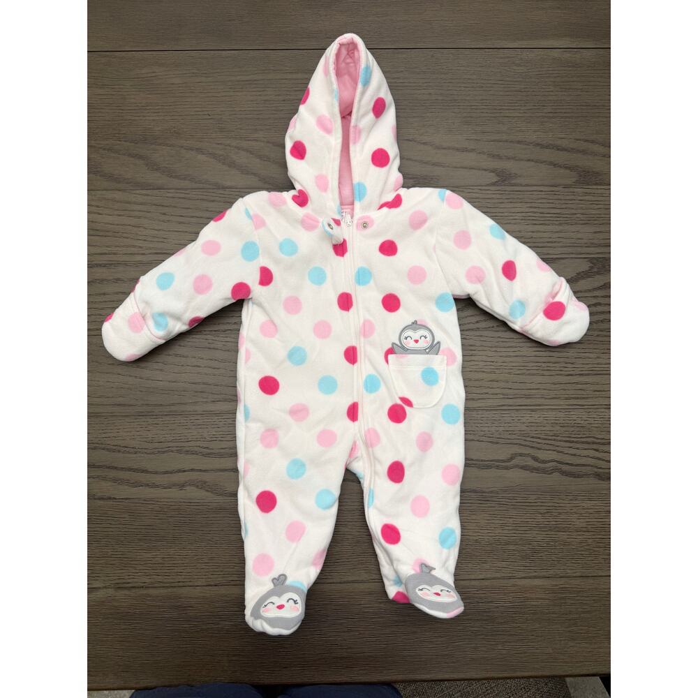 Carter’s Baby Fleece Hooded One-Piece 6M Polka Dot Footed